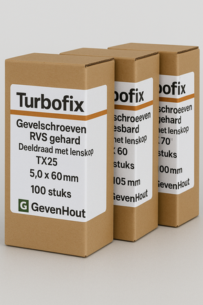 Turbofix Fassadenschrauben – gehärteter Edelstahl, TX25 , Teilgewinde mit Linsenkopf